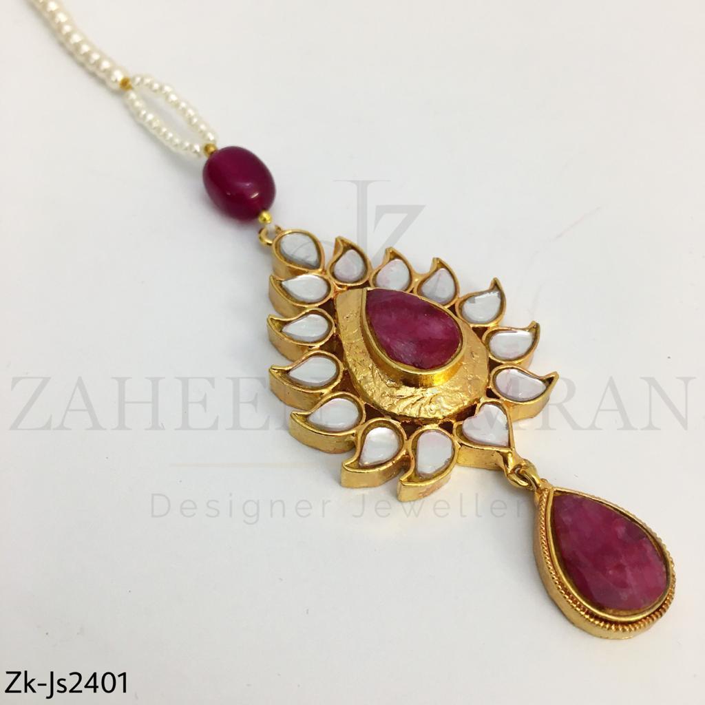 Textured kundan ruby kit set