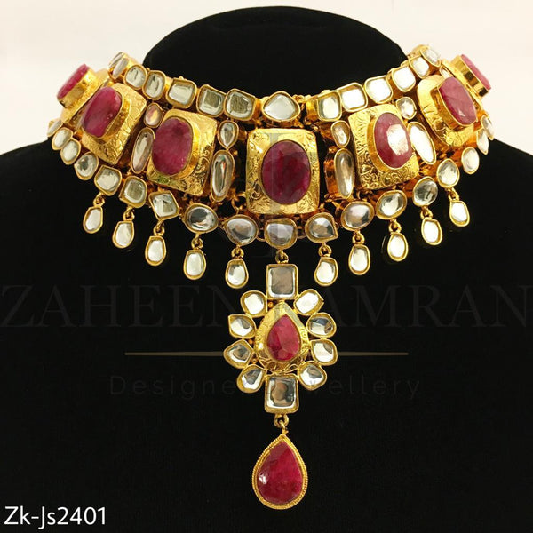 Textured kundan ruby kit set