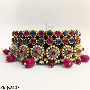 Ruby sapphire choker set
