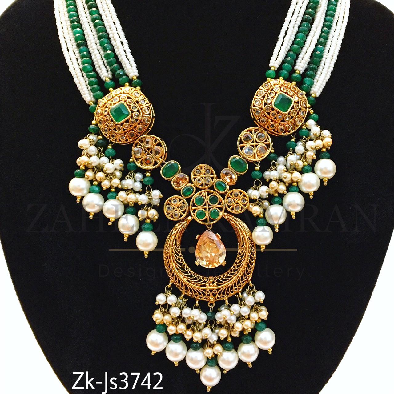 Emerald beaded mala set