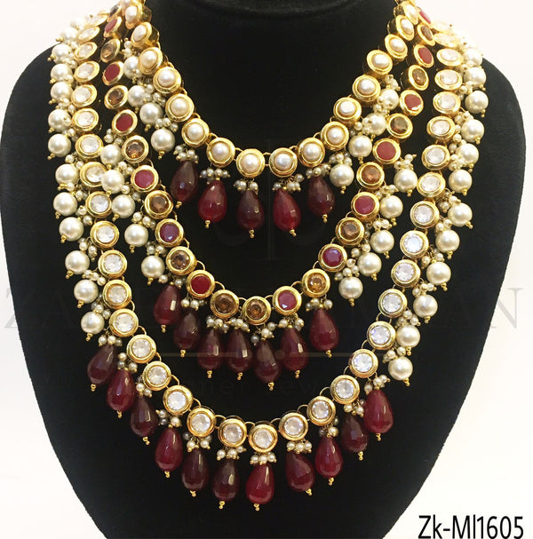 3 layered kundan Mala