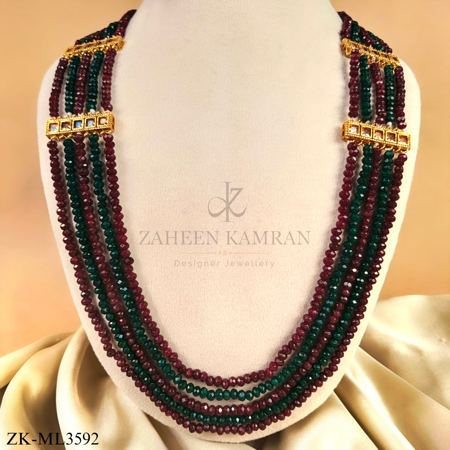 EMERALD GARNET MALA
