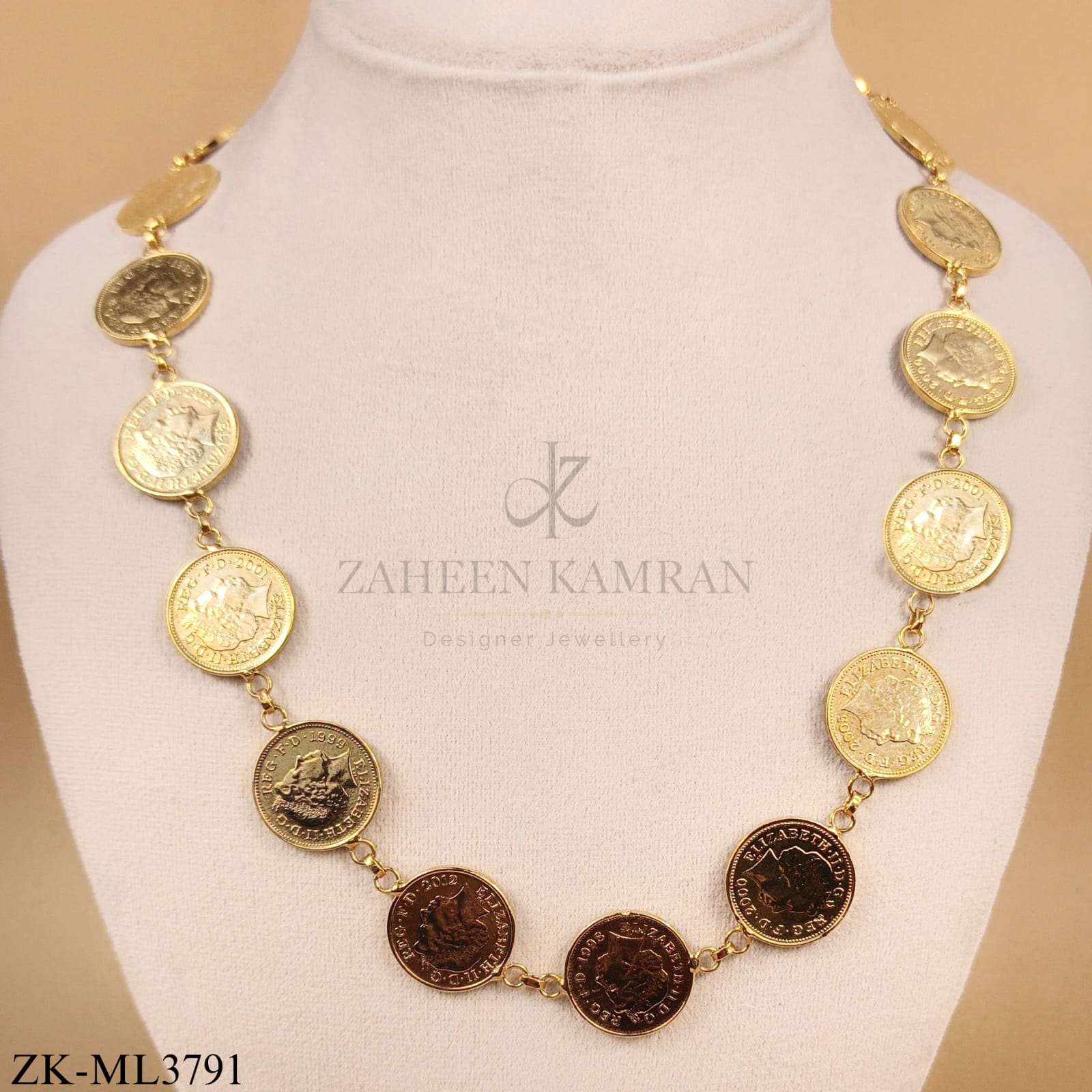 GOLD COIN MALA WITH PORTRAIT DESIGN FRONT