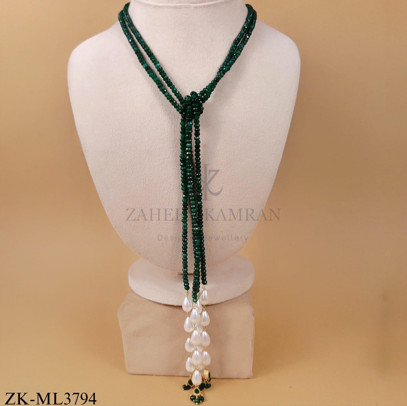 EMERALD PEARLS DROP MALA