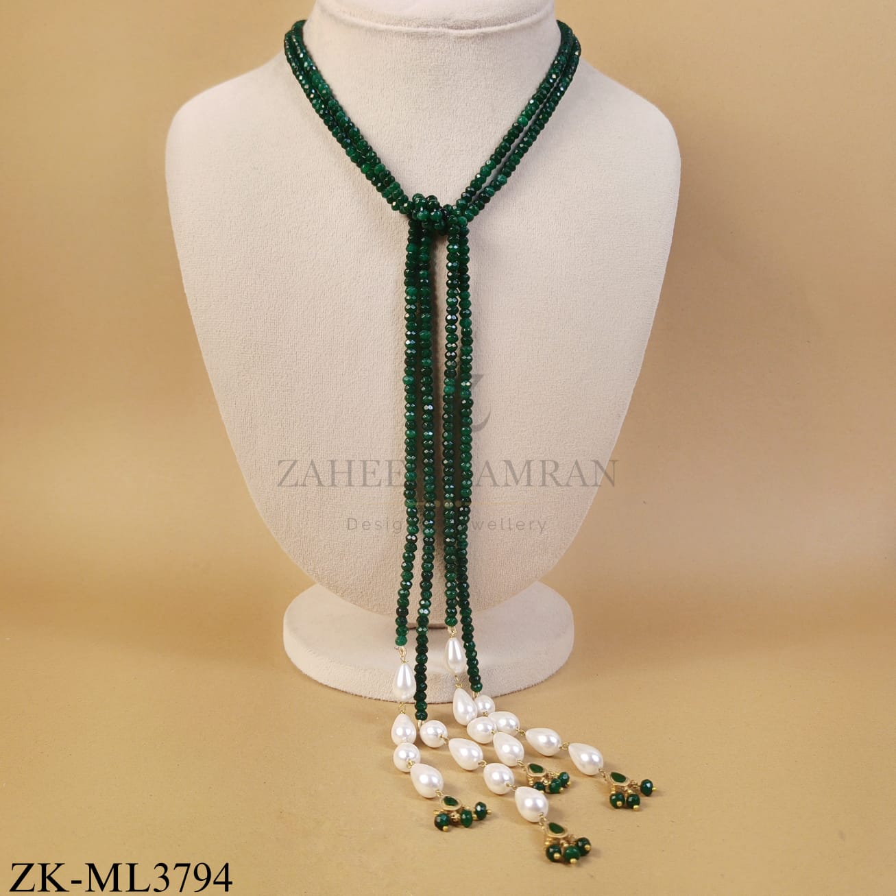 EMERALD PEARLS DROP MALA