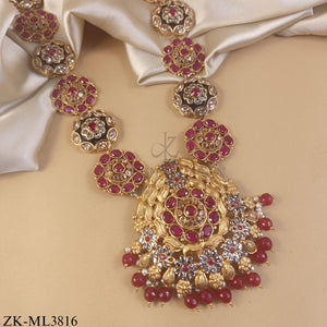 ANTIQUE RUBY FLORAL MOTIF MALA
