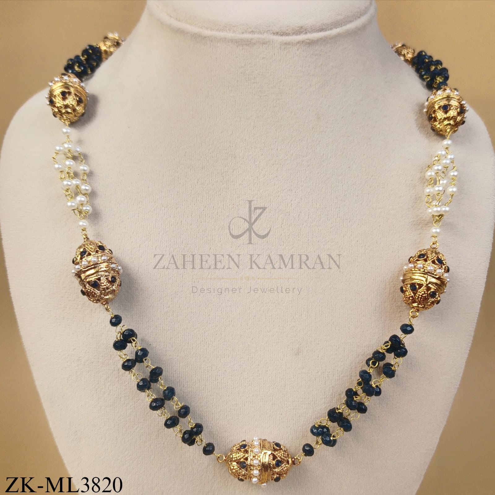 SAPPHIRE STRANDS MALA WITH PEARLS ACCENTS