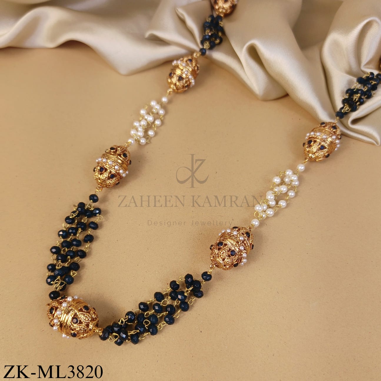 SAPPHIRE STRANDS MALA WITH PEARLS ACCENTS