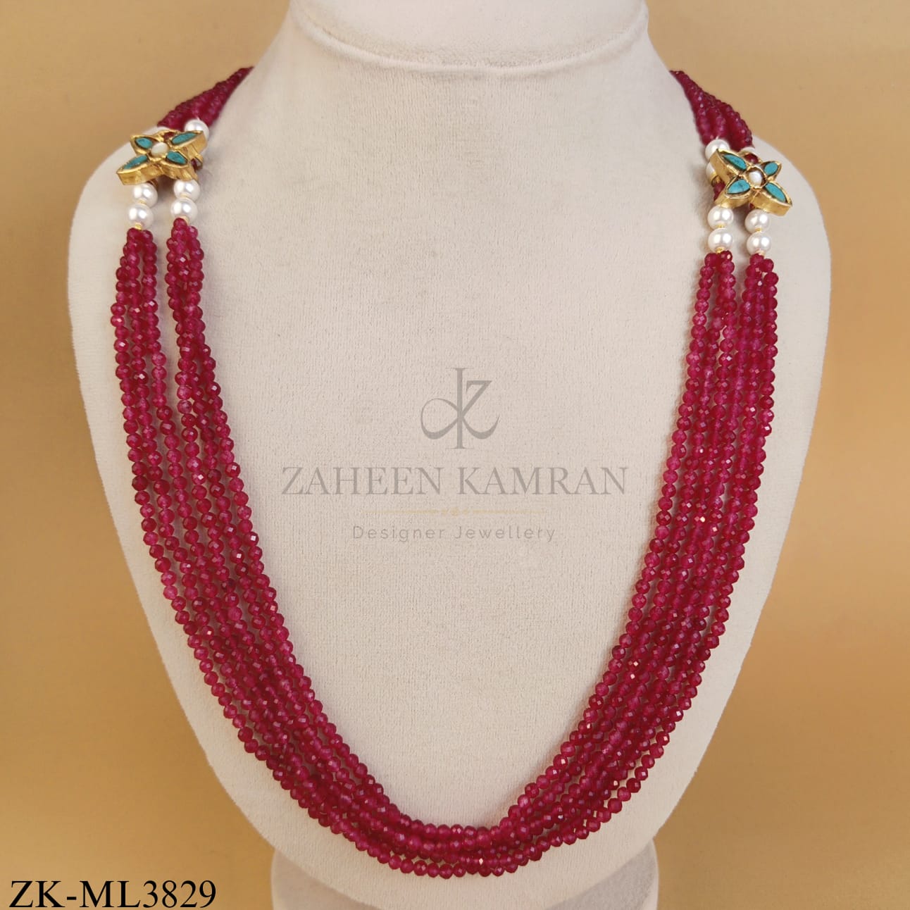 MULTI LAYERED RUBY BEADED MALA