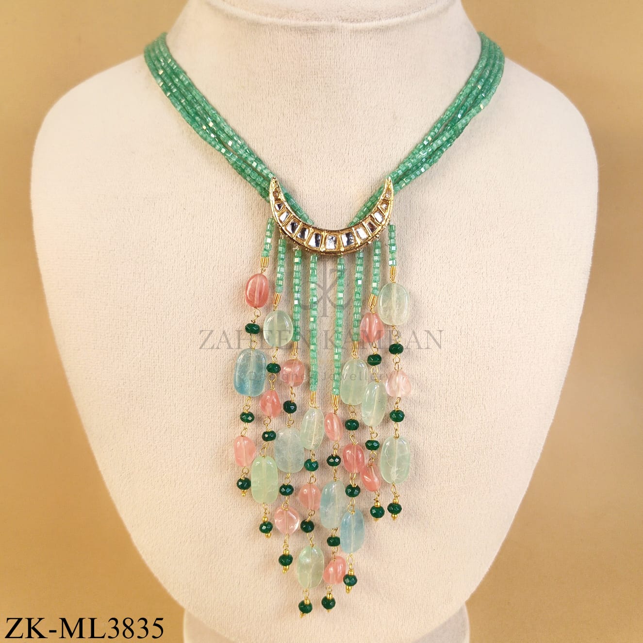 ROYAL MINT AND PINK TASSEL MALA