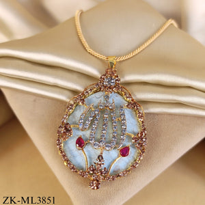 CALLIGRAPHY LIGHT BLUE PENDANT MALA