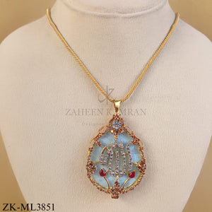 CALLIGRAPHY LIGHT BLUE PENDANT MALA