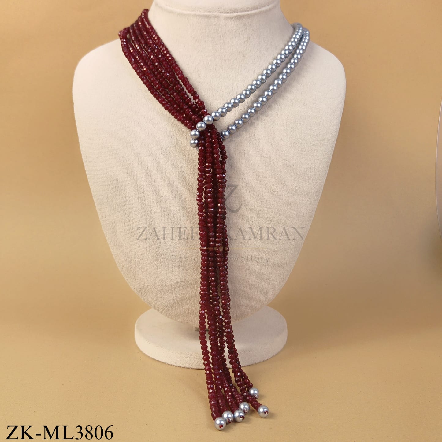 BRIGHT RUBY KNOT TASSEL MALA