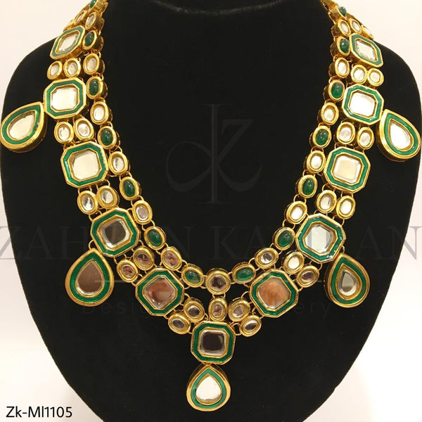 Green Meena Kundan Mala