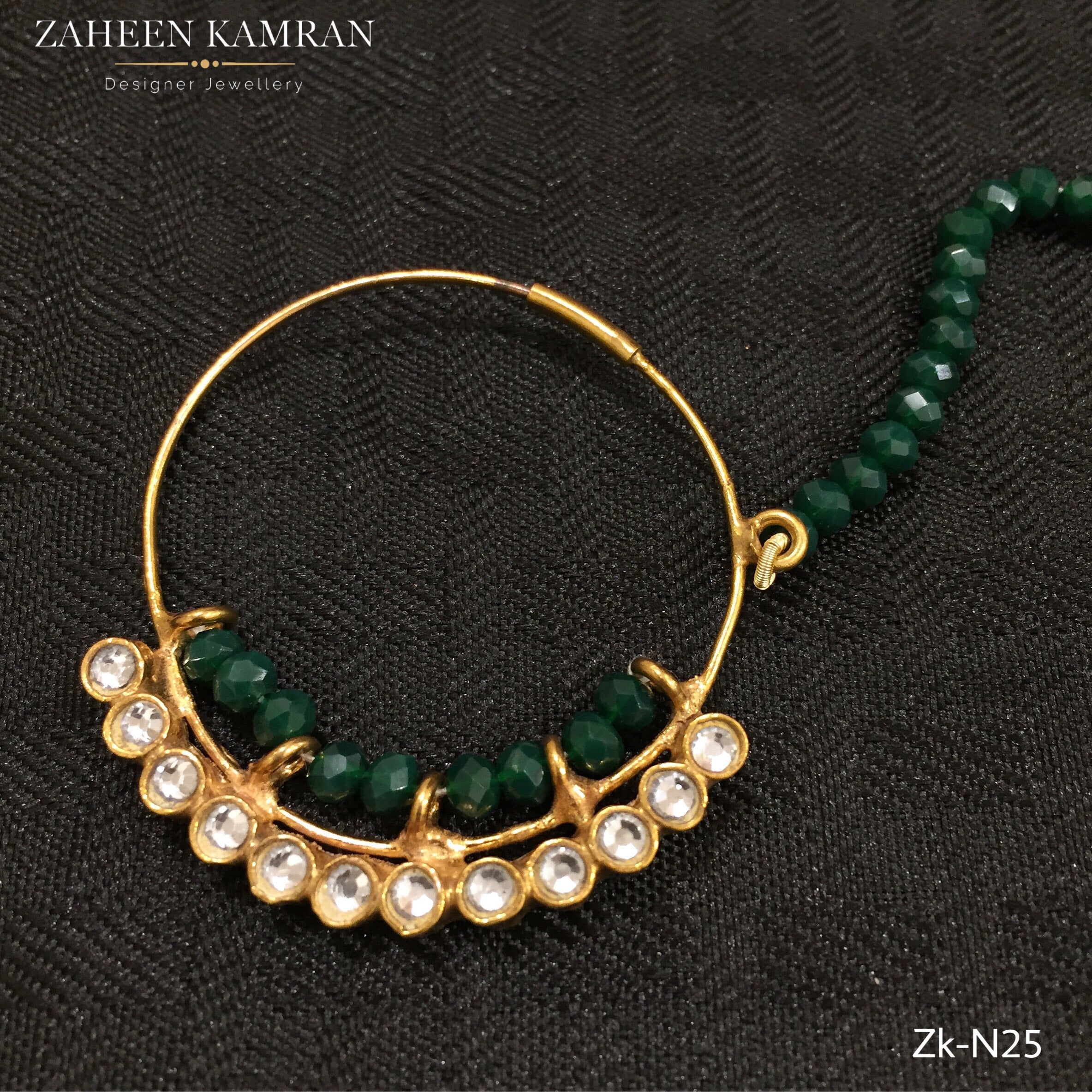 Kundan Emerald Nose Ring!
