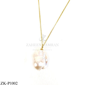 GOLD TONE LARGE BAROQUE PEARL PENDANT