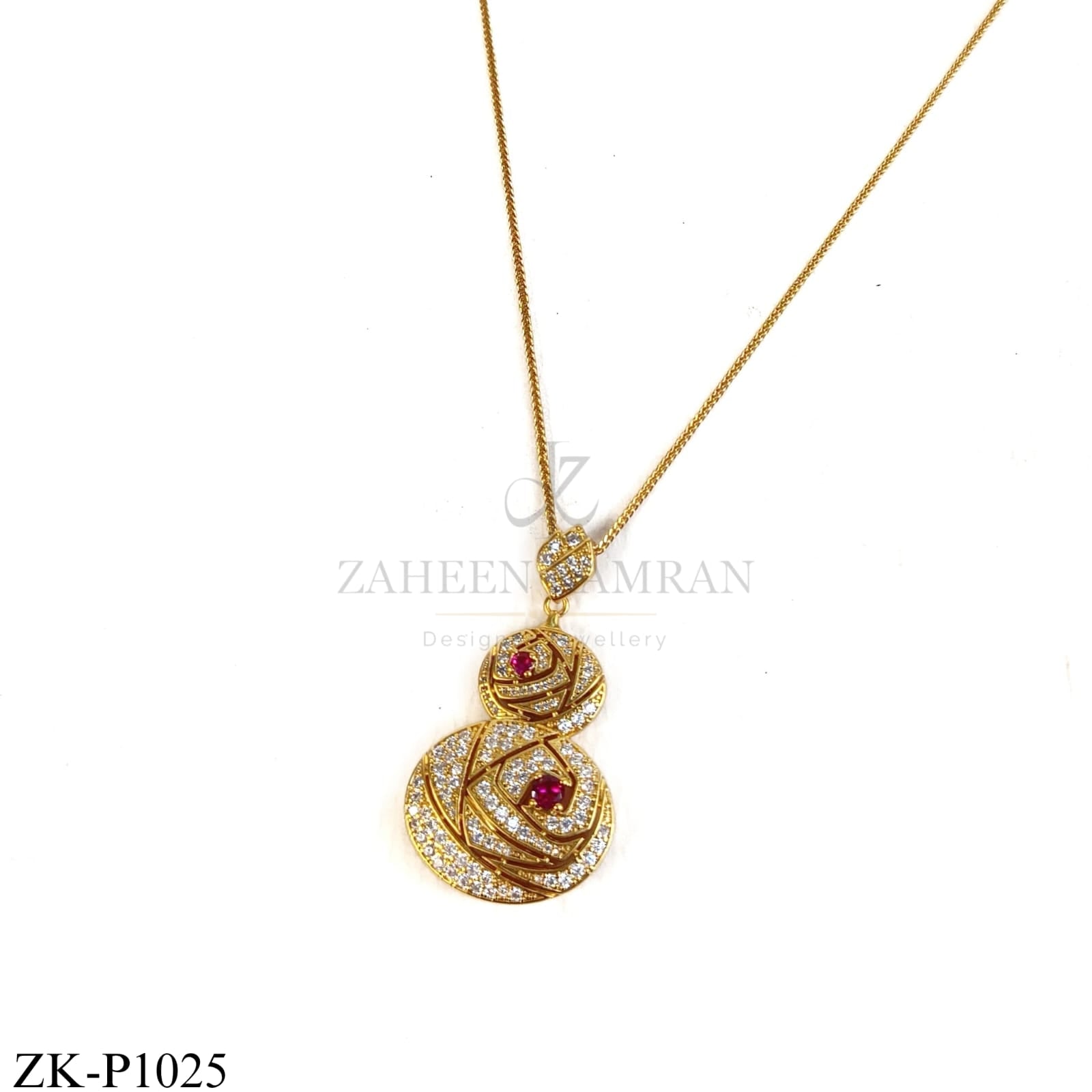 GOLDEN ROSE CENTRE RUBY ZIRCON PENDANT