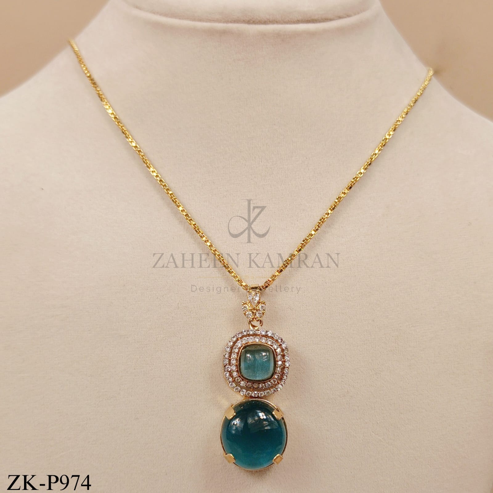 DOUBLE TEAL PENDANT