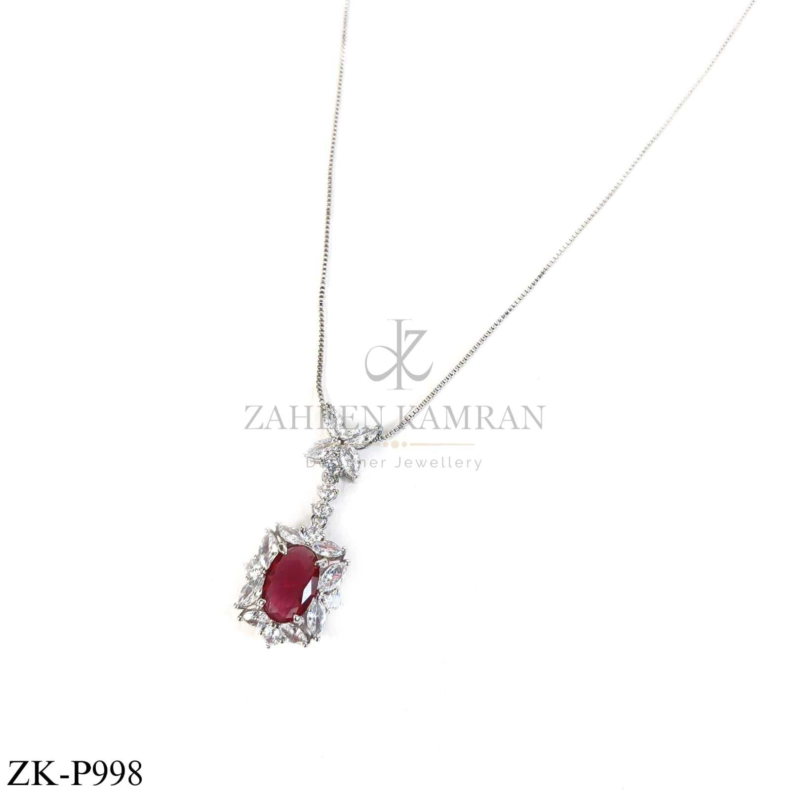 RUBY OVATE SILVER PENDANT