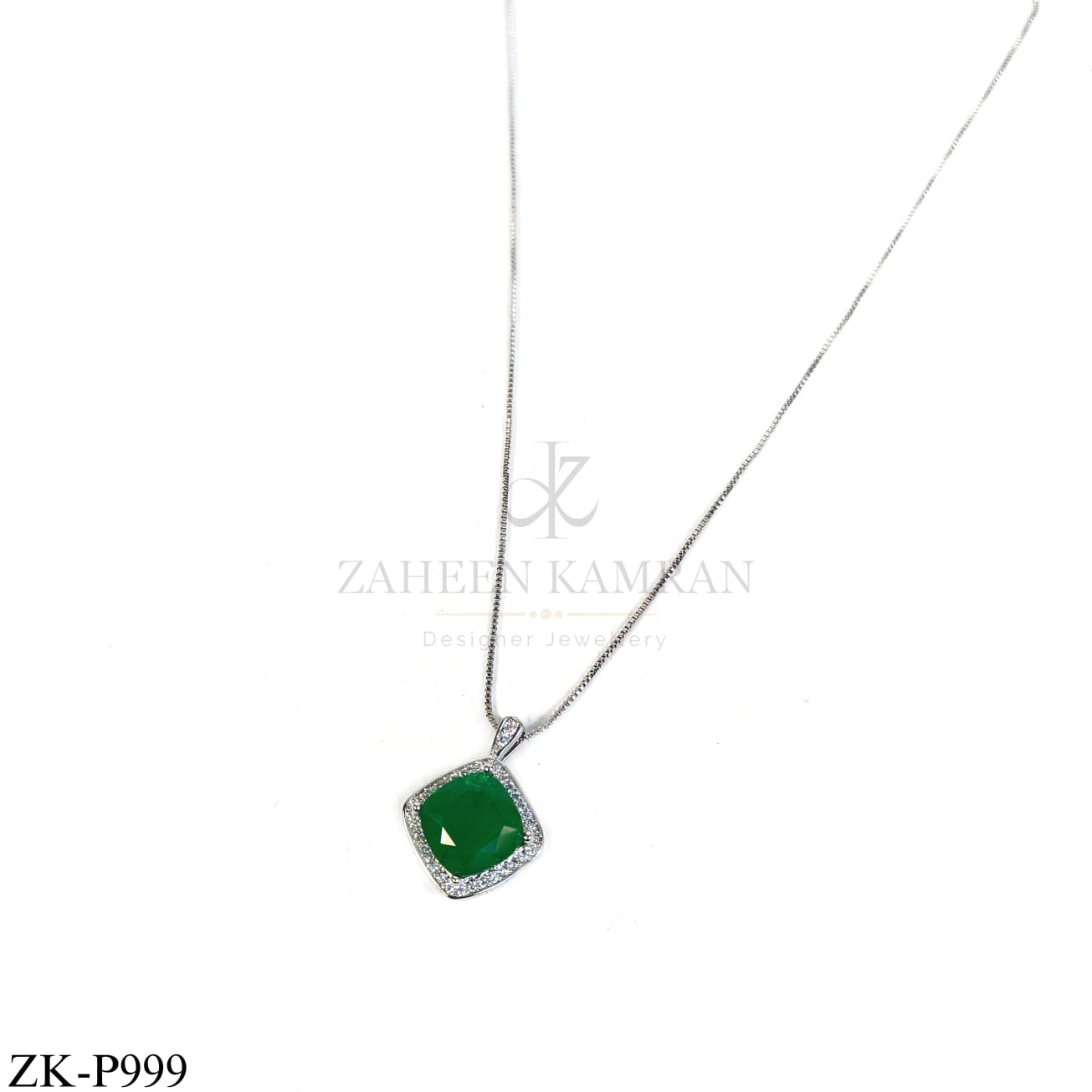 SQUARE CUT EMERALD PENDANT