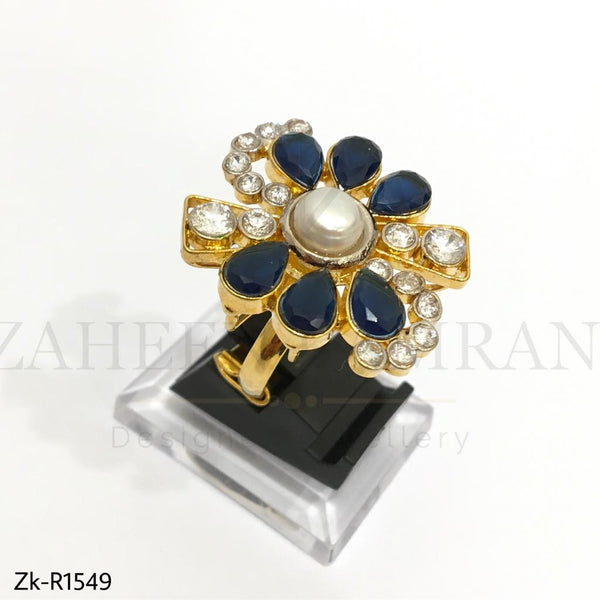 Sapphire&White Pearl Ring