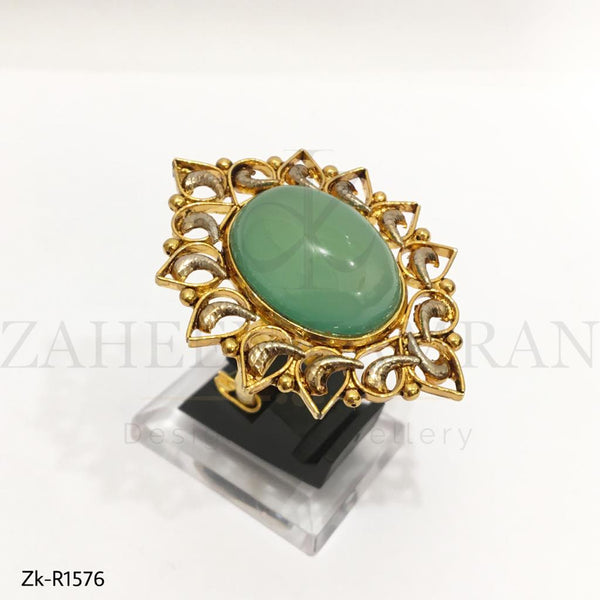 Stunning Gold Plated Emerald Ring