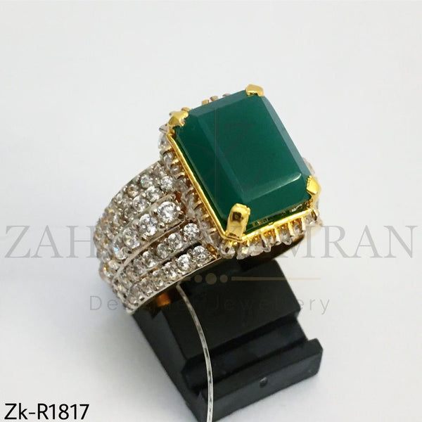 Emerald zircon ring