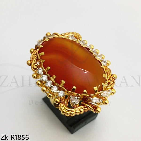 Aqeeq oval ring