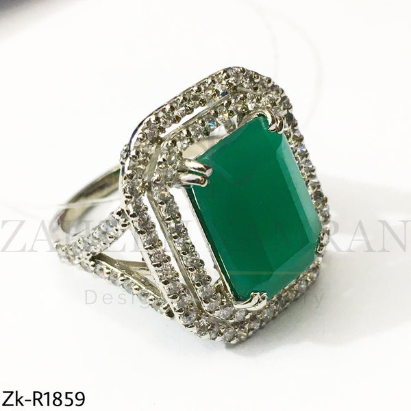 Emerald Zirconian ring