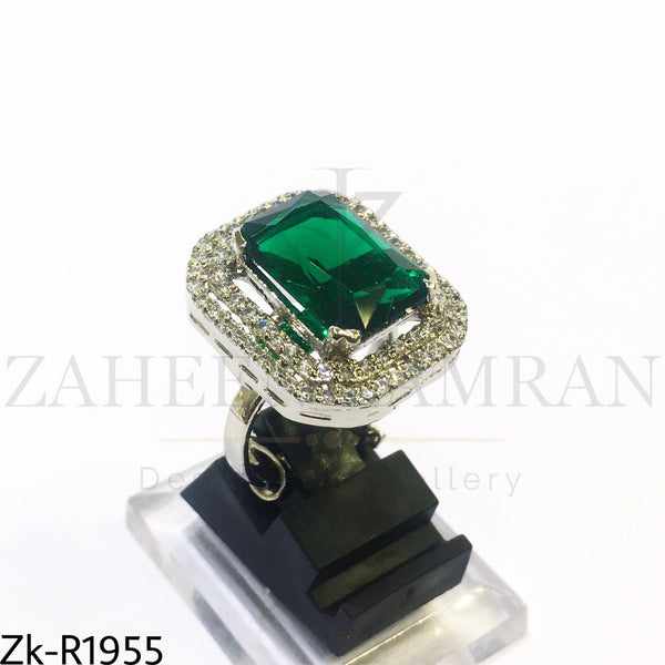 Silver emerald ring