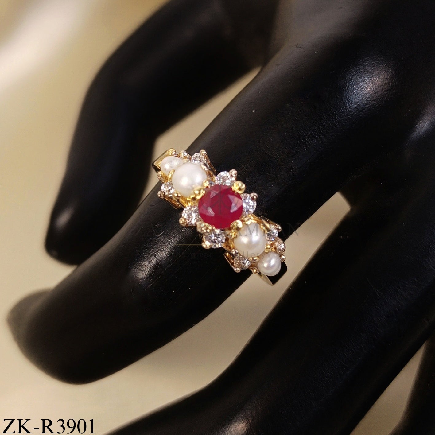 RUBY WITH PEARLS ACCENTS RING
