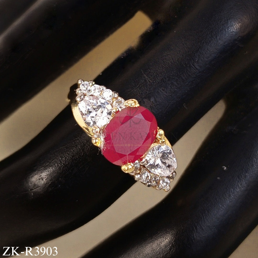 RUBY CENTRE WITH DUAL ZIRCON RING