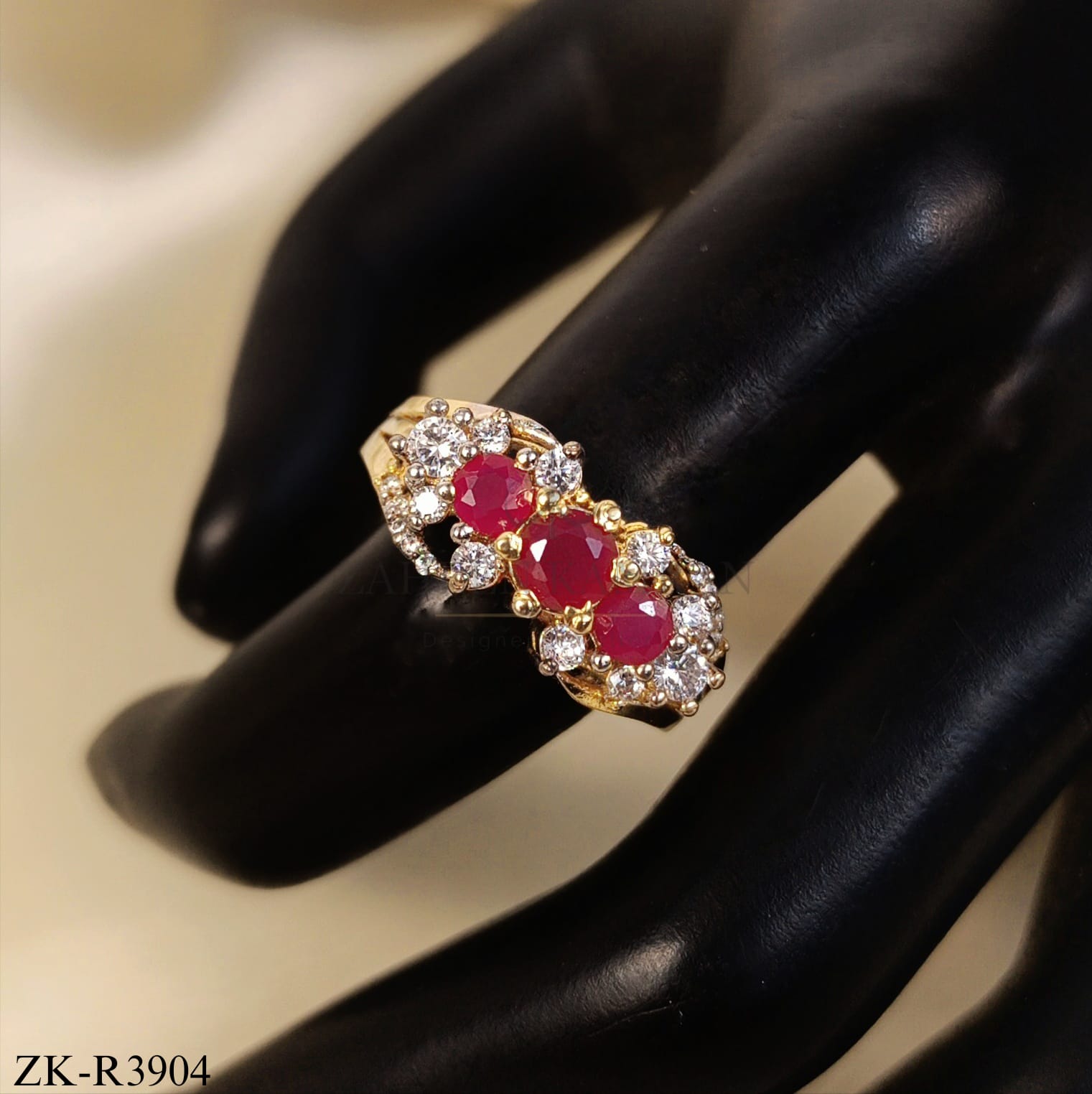 TRIO RUBY GEM WITH ZIRCONIA RING