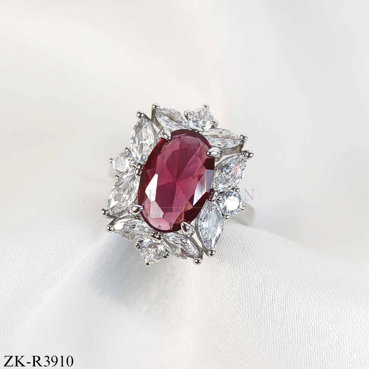 RUBY FLORA SILVER RING