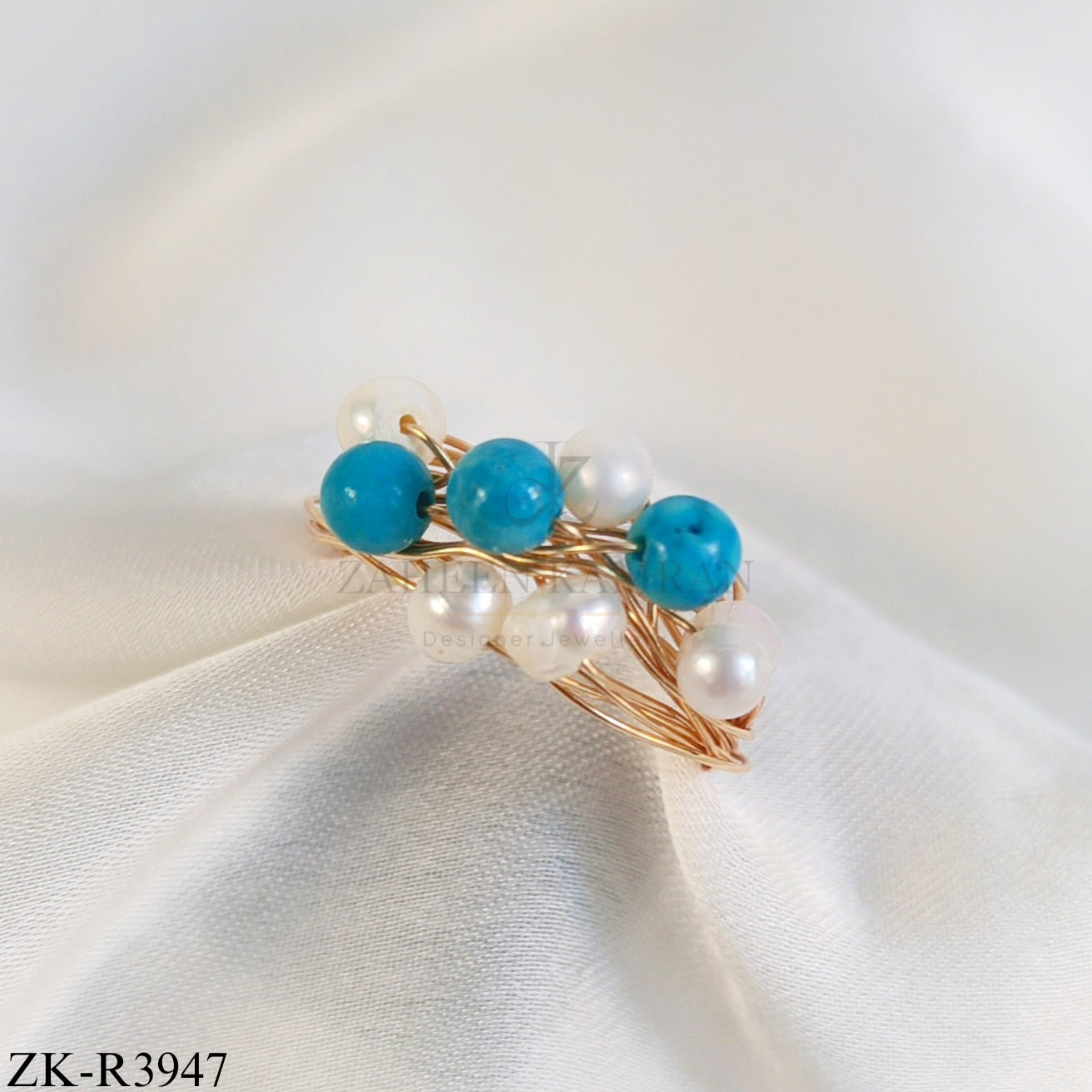 Blue Pearl Nest Ring
