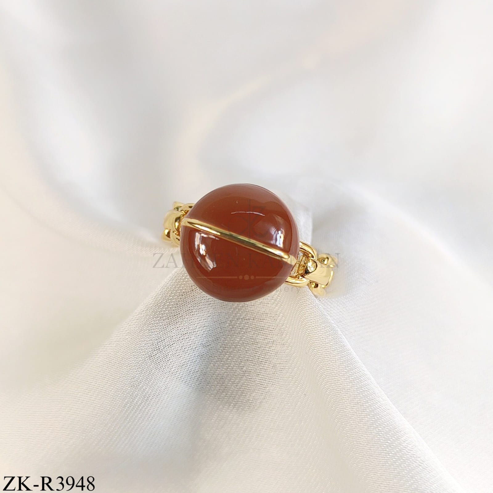 GOLDEN LARGE ROUND RUBY RING