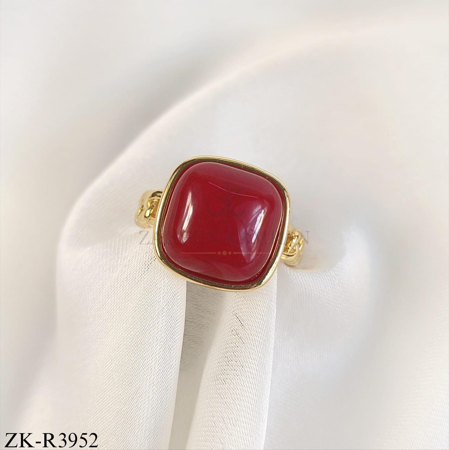 GOLDEN LARGE RUBY RING