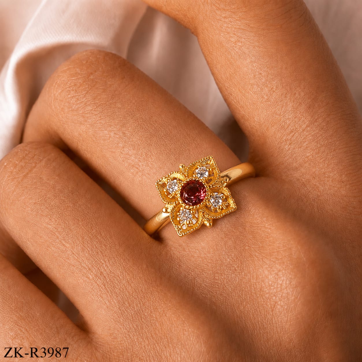 RUBY FLORAL RING