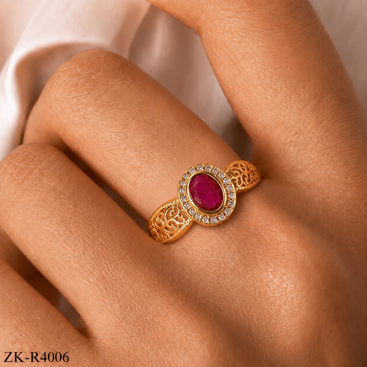 OVATE RUBY RING