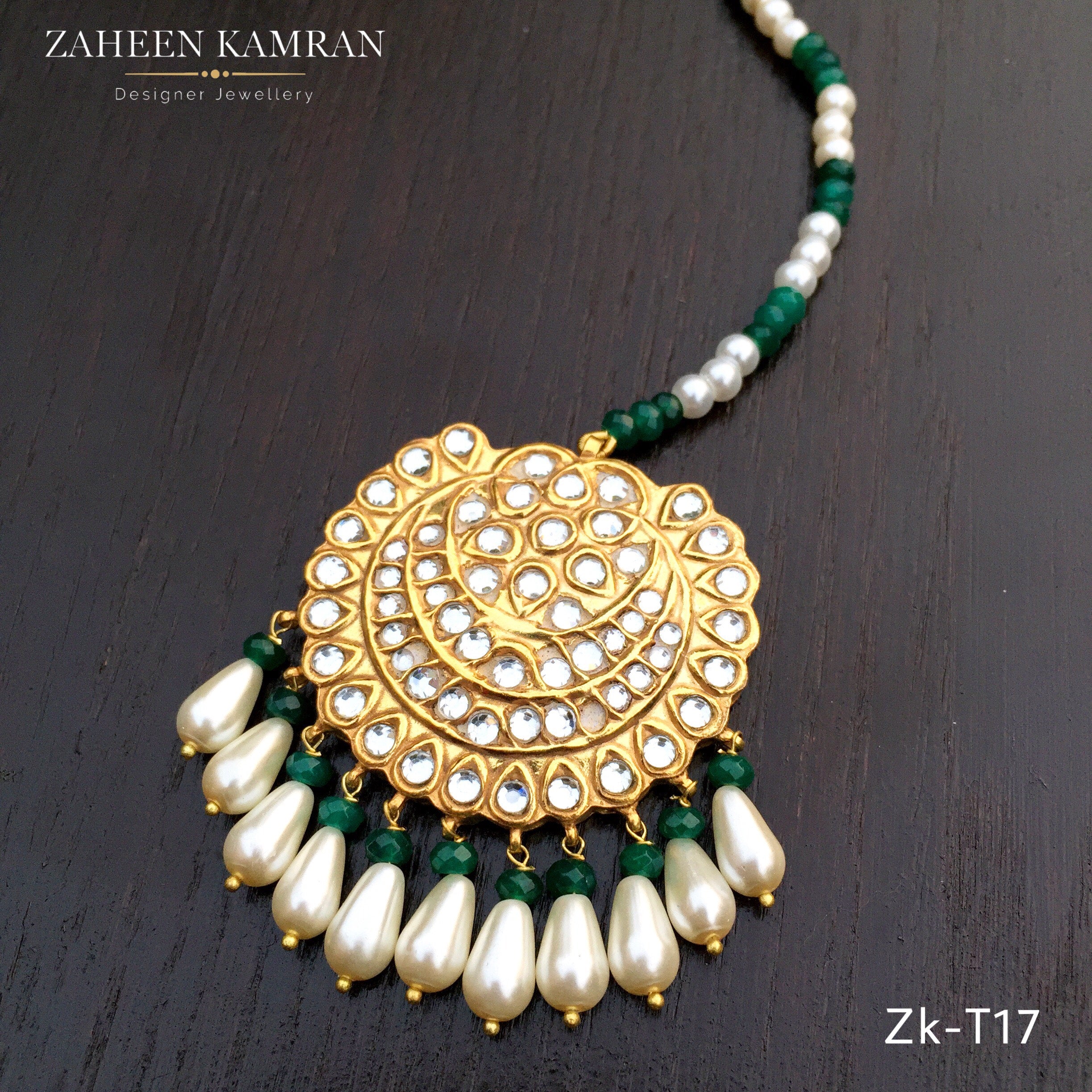 Emerald Pearl Kundan tikka!