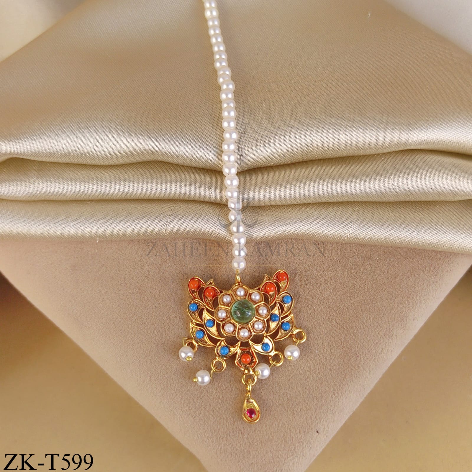 MULTI BEADS FLORAL TIKKA