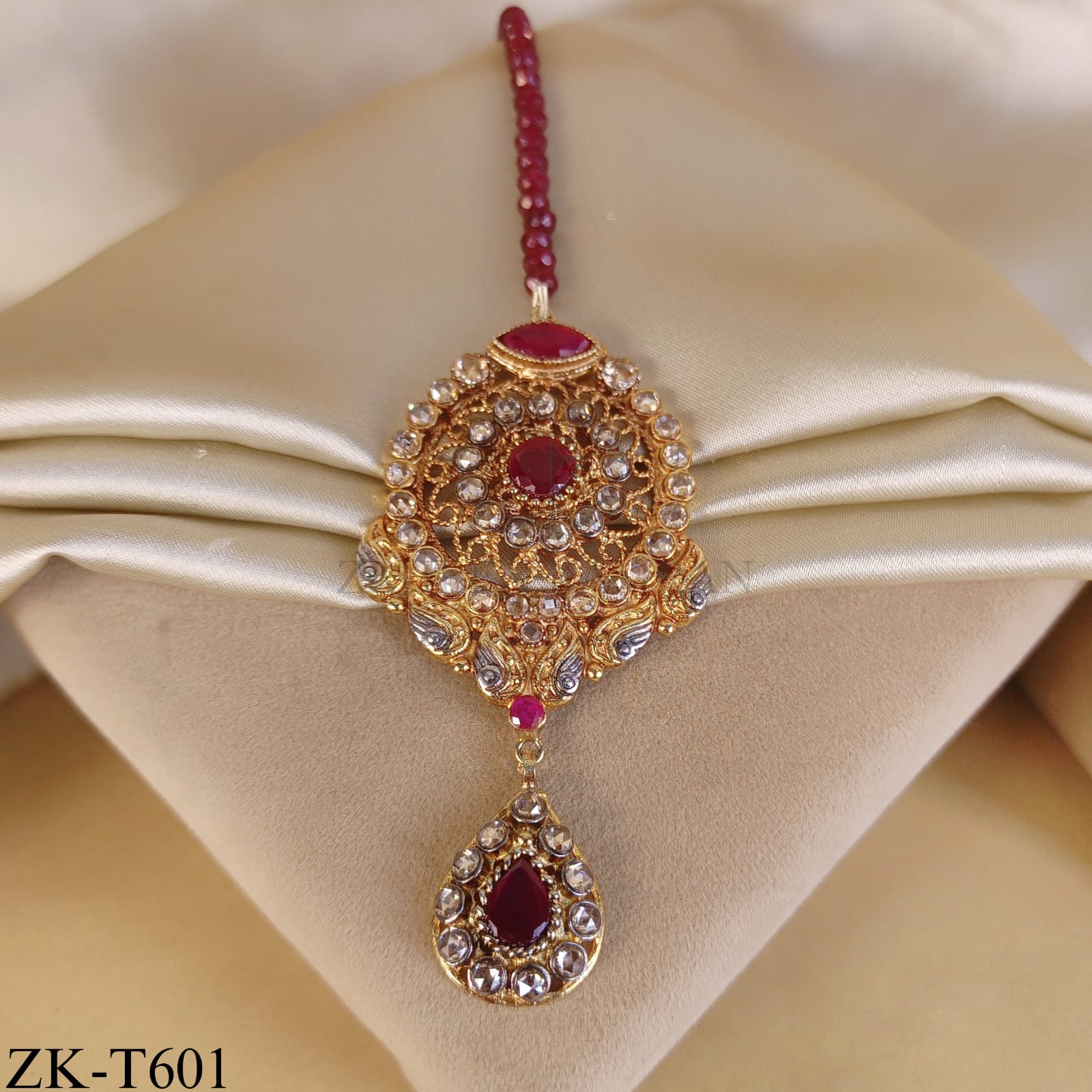 ANTIQUE RUBY FLORAL TIKKA
