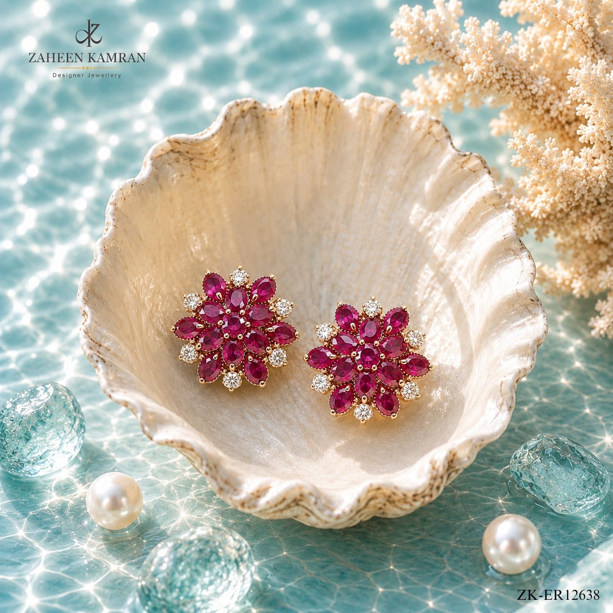 PINK ZIRCONIAN CLUSTER EARRINGS