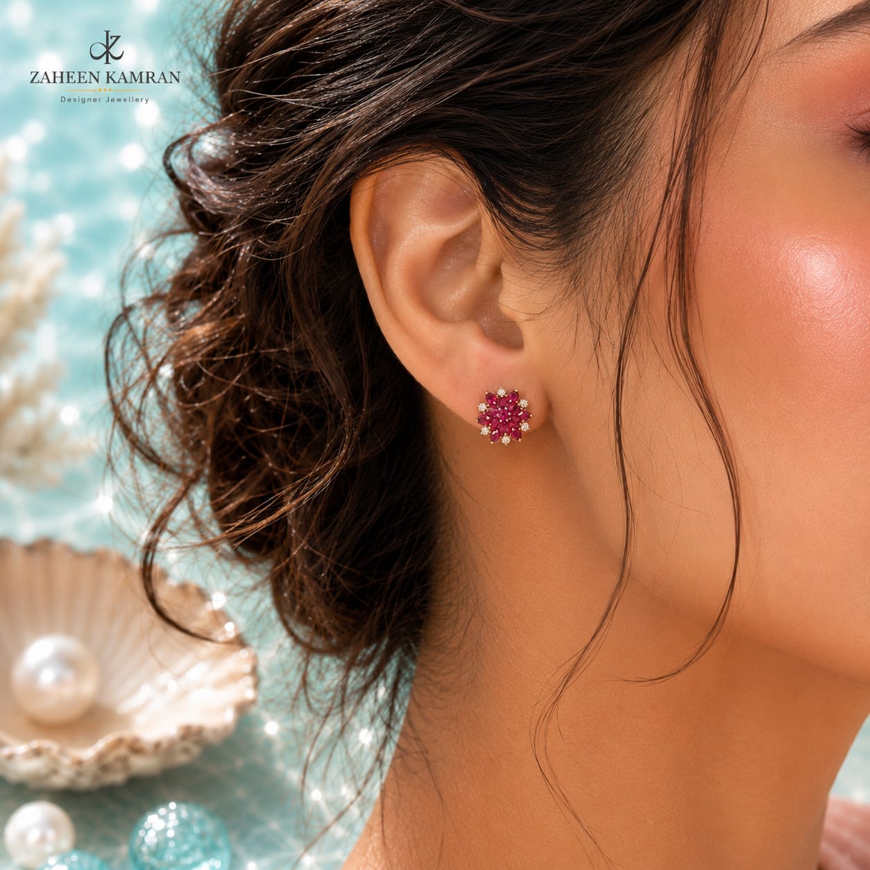 PINK ZIRCONIAN CLUSTER EARRINGS