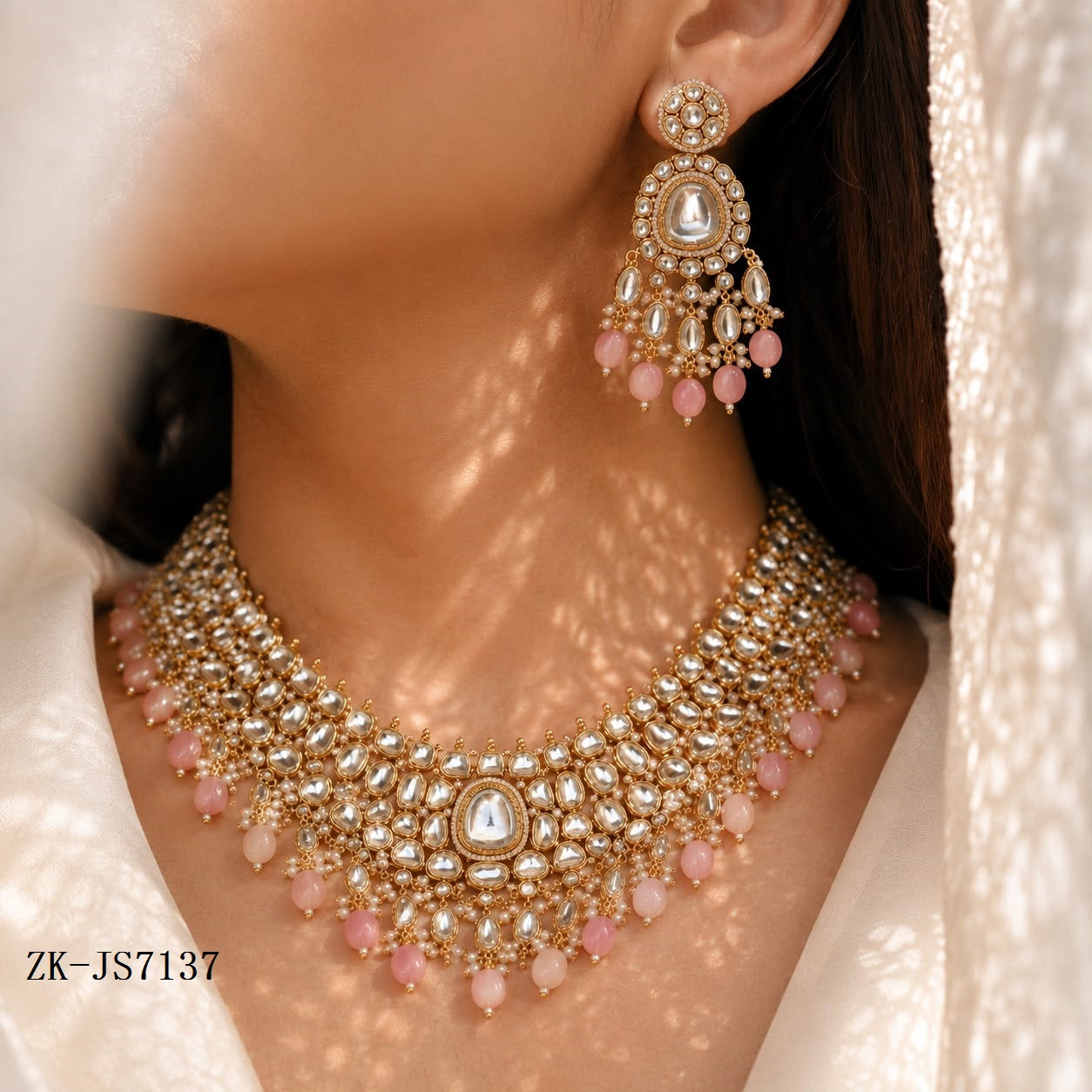 SOFT PINK KUNDAN SET