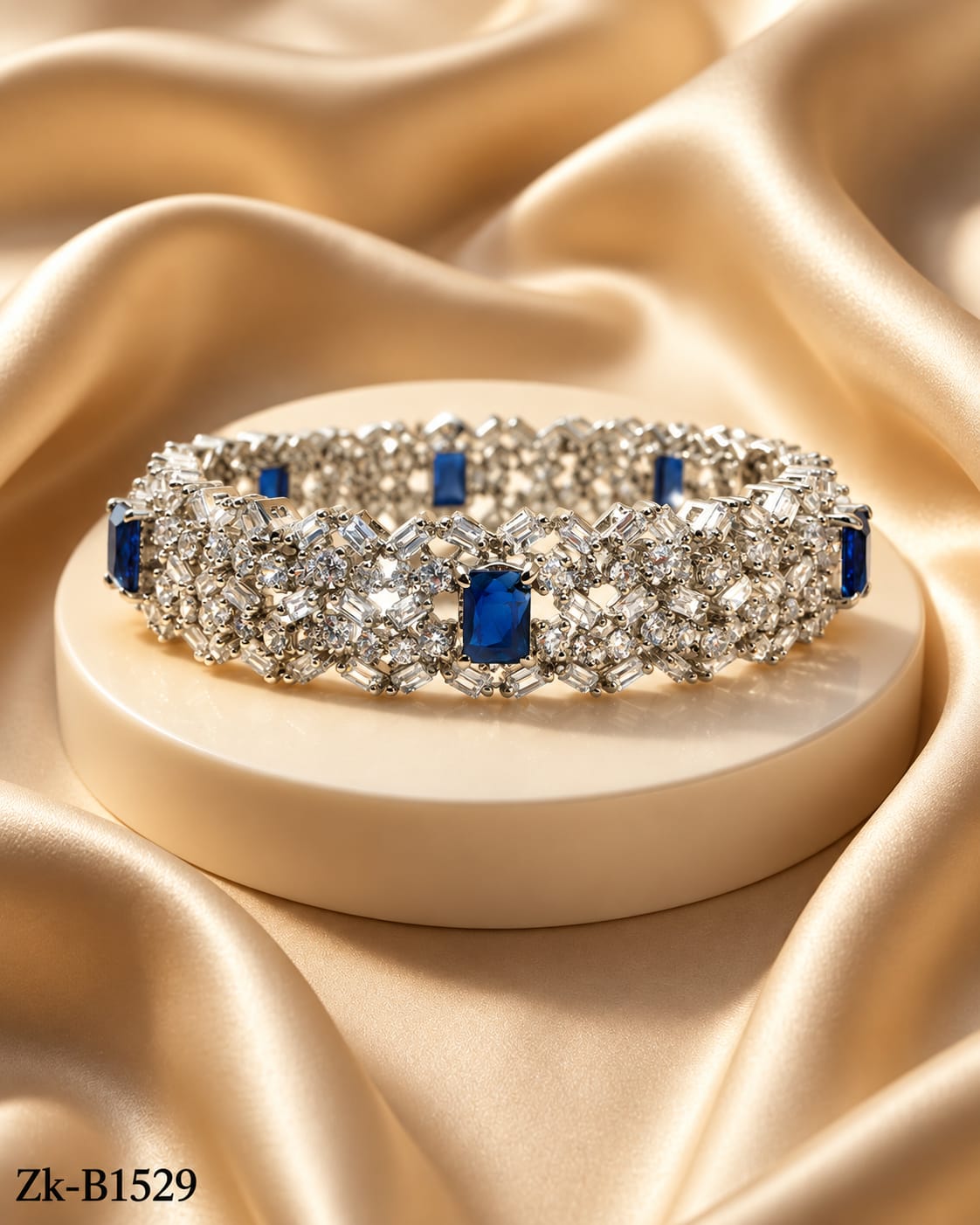 Silver sapphire bangle