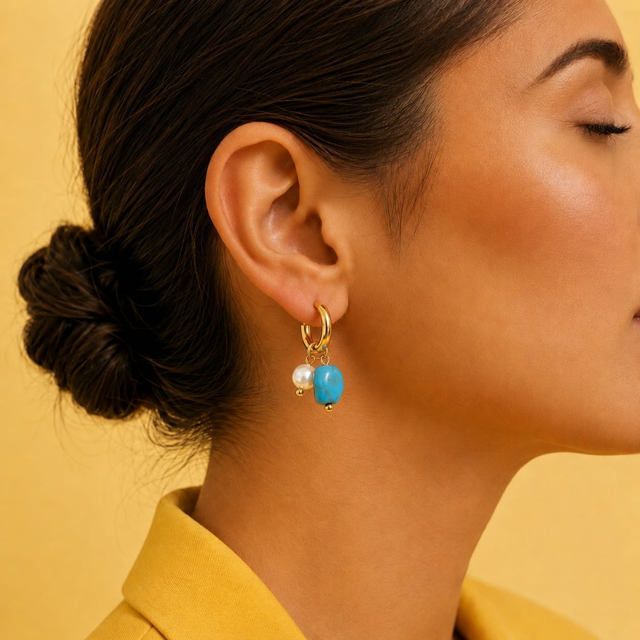 GOLD TONE HOOPS DROP EARRINGS