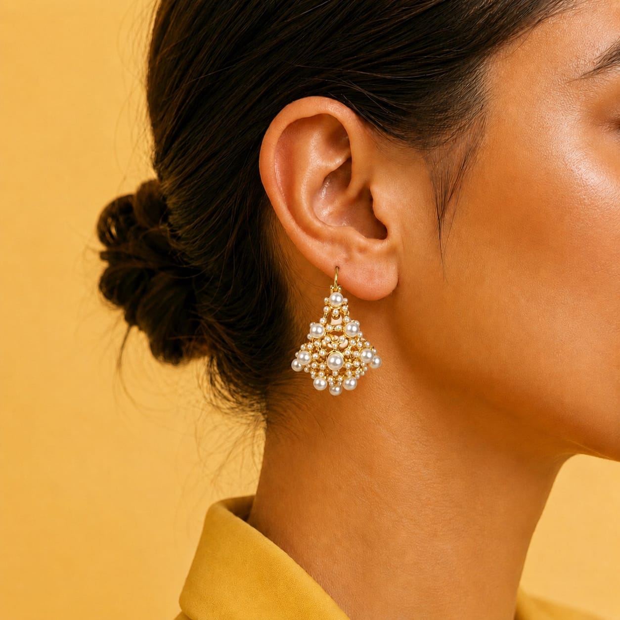GOLDEN PEARLS CLUSTER EARRINGS