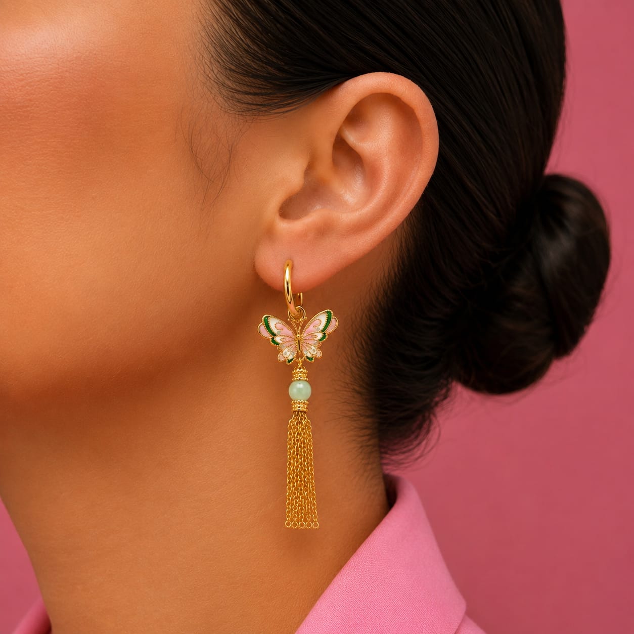 BUTTERFLY LONG CHAIN EARRINGS