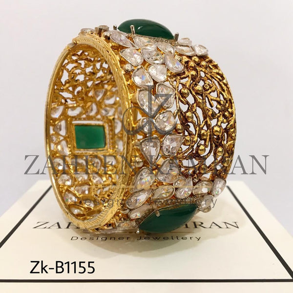 Magnificent Emerald & Zircon Wide Bangle